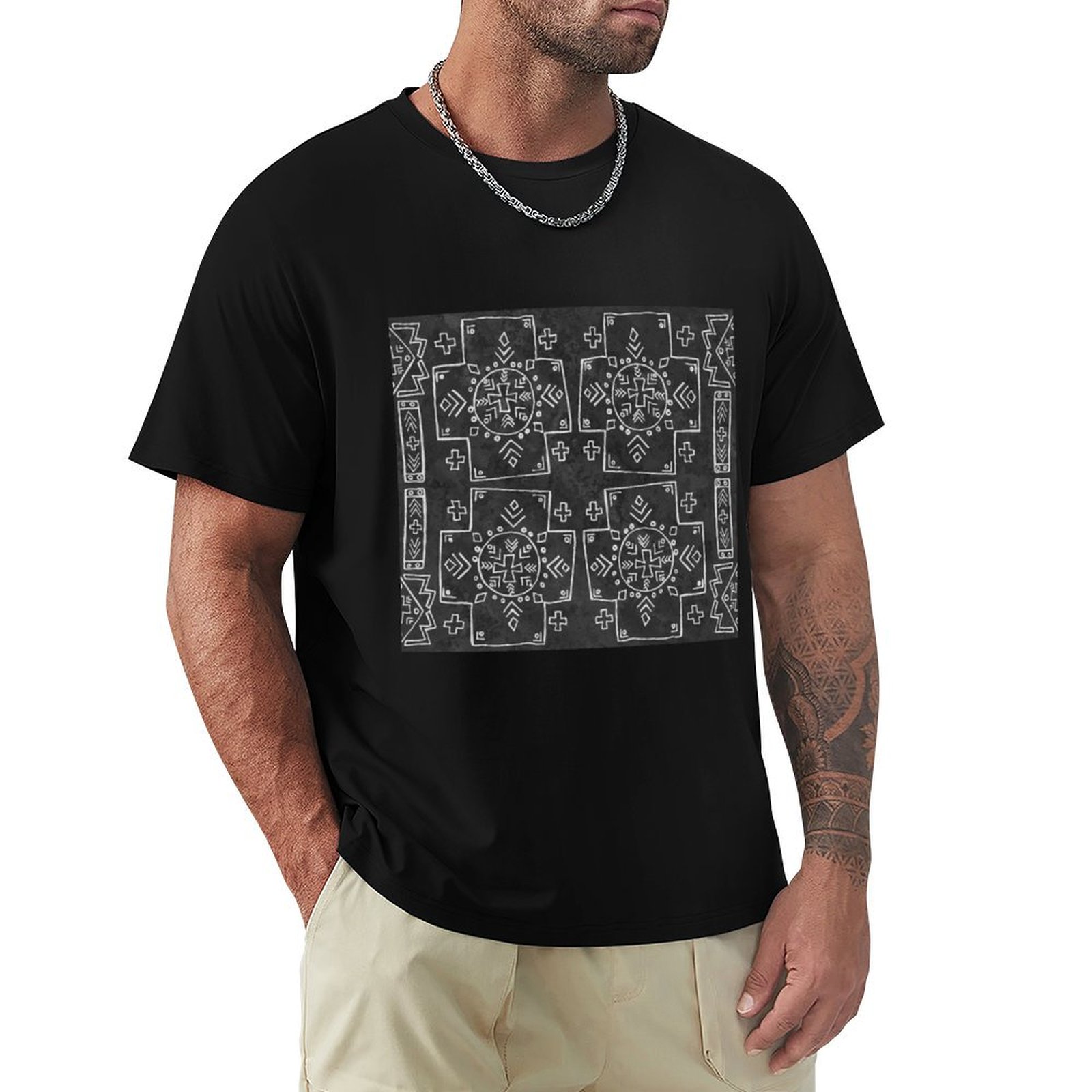 Mudcloth Print Top - Mali Kabilesi Çamur Kumaşı, Haç ve