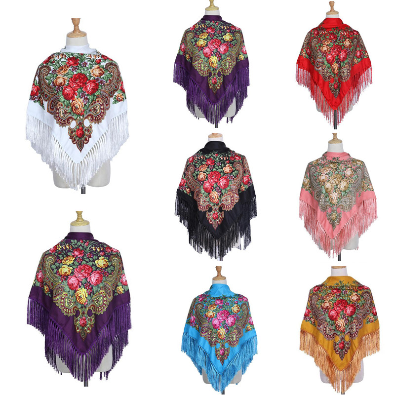 Winter Ethnic Fashion For Women - Retro Baskılı Eşarp Kış Boho Şal