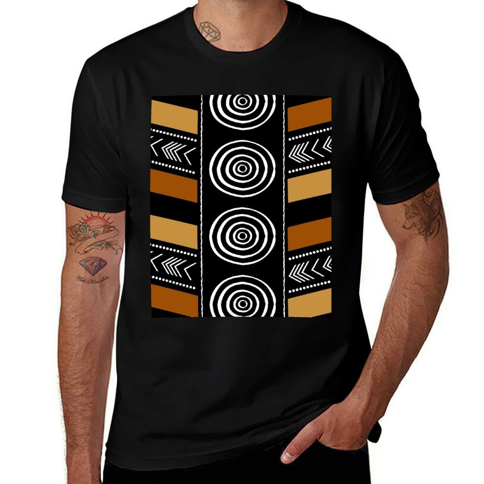 Mudcloth Print Top - Afrika Çamur Bezi Sanatı Sanat Tişörtü