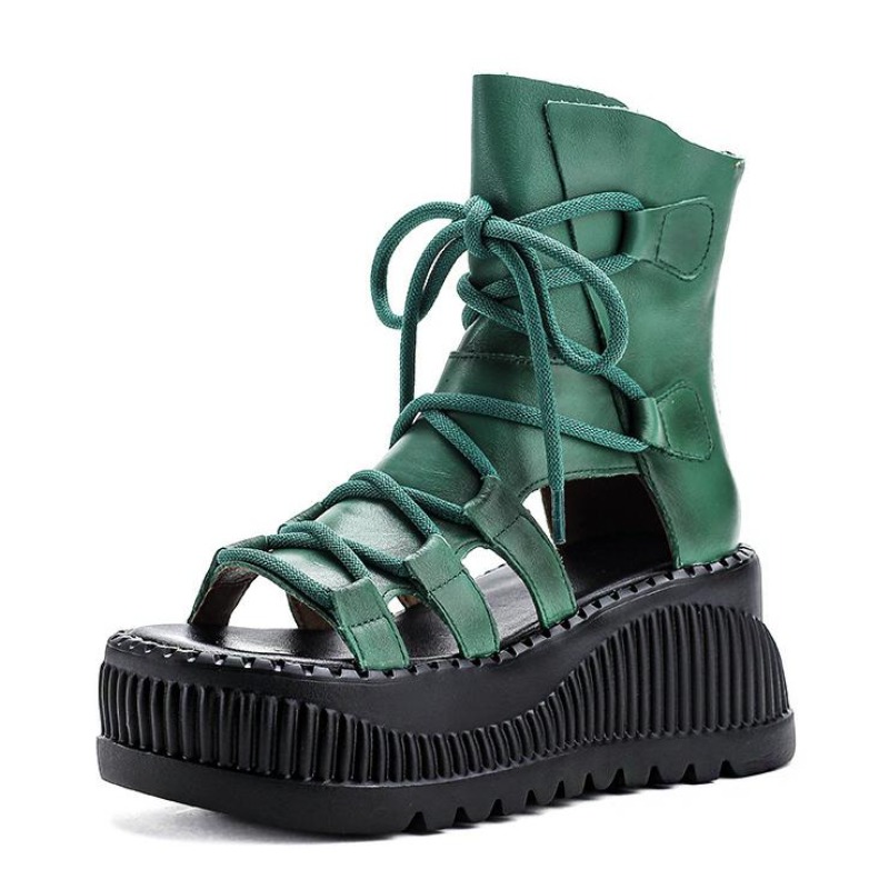 Ethnic Modern Fashion - 8CM etnik inek hakiki deri ayak