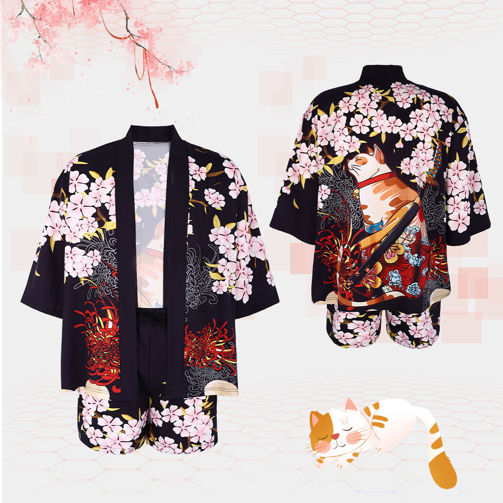 Haori Japanese Jacket - Japon Kedi Kimono Haori Hırka Sakura