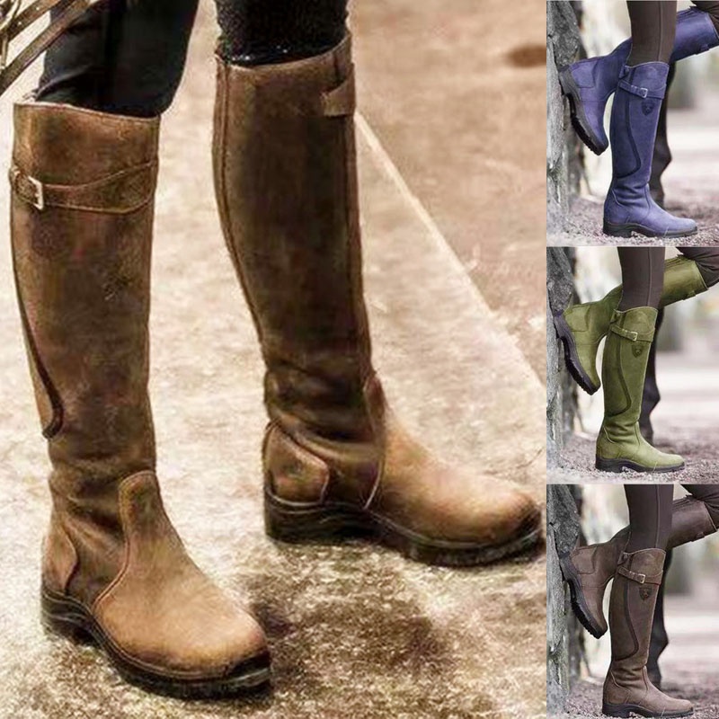 Winter Ethnic Fashion For Women - Kadın kış moda deri alçak topuk