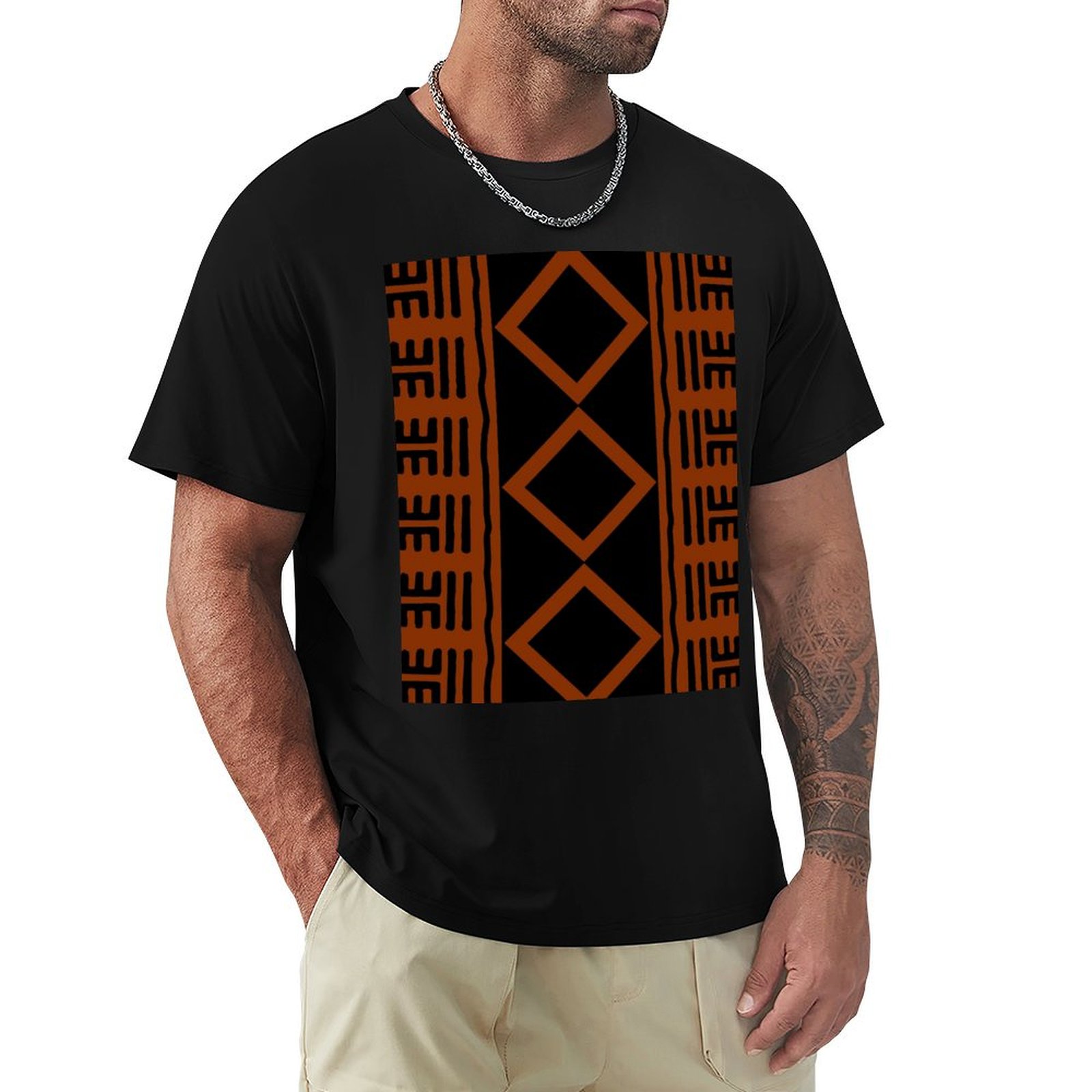 Mudcloth Print Top - Pas Rengi Afrika Çamur Bezi Desenli