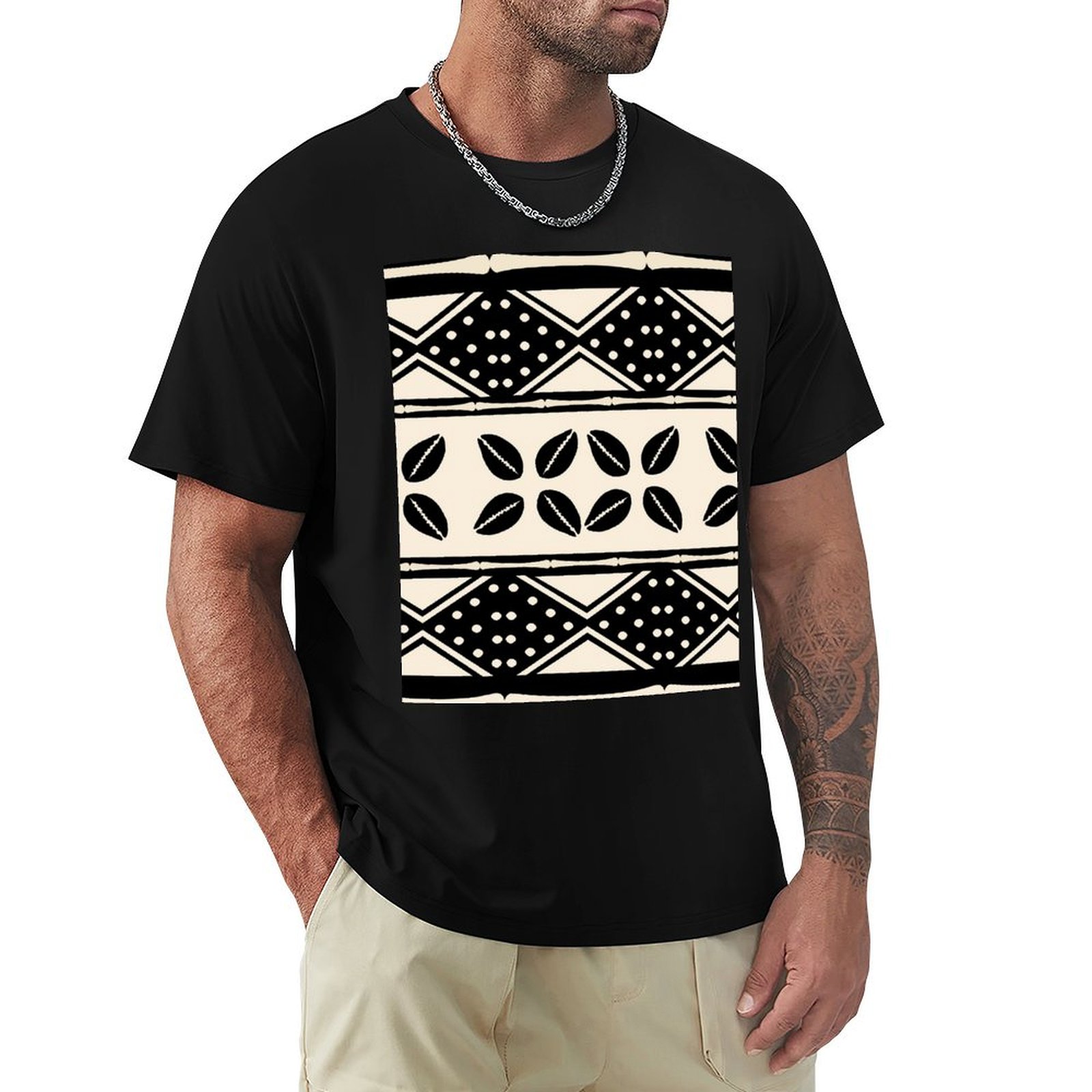 Mudcloth Print Top - Afrika soyut çamur bezi desenli tişört,