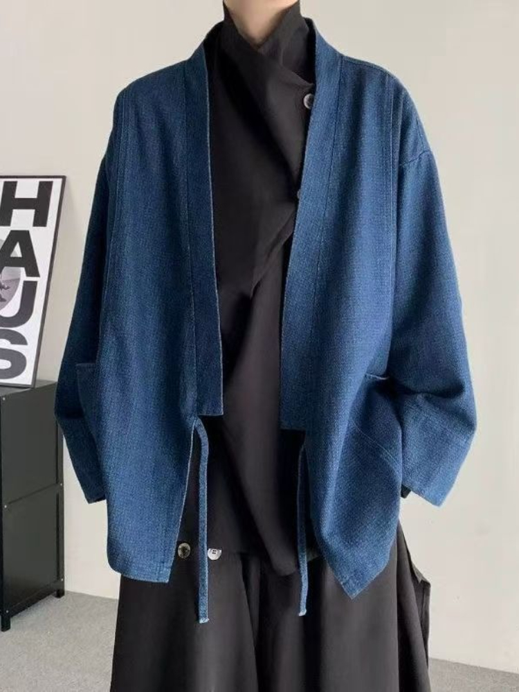 Haori Japanese Jacket - Vintage Japon Tarzı Denim Ceket Erkek