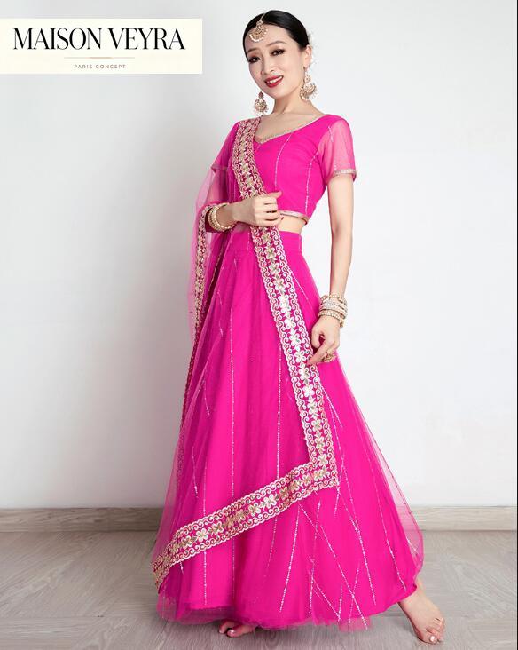 Saree Georgette Women - Hindistan Kadın Sareesi Nakışlı Georgette Taşlı