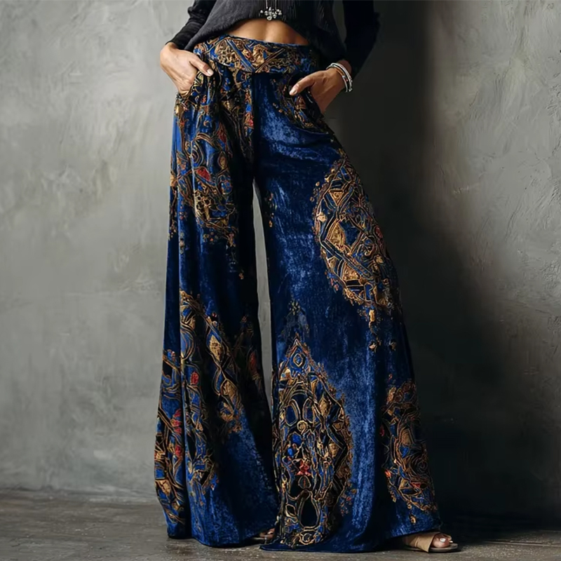 Winter Ethnic Fashion For Women - Kadın Geniş Bacak Pantolon Retro Etnik