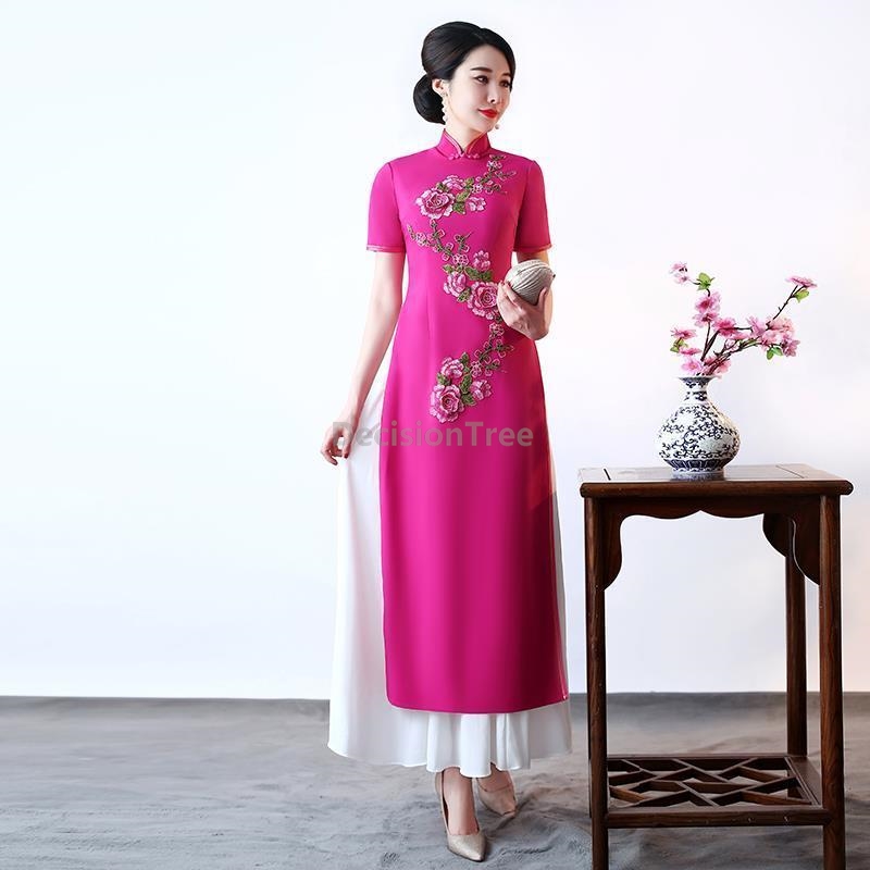 Ao Dai Vietnam Dress - 2026 Vietnam aodai vintage geliştirilmiş cheongsam