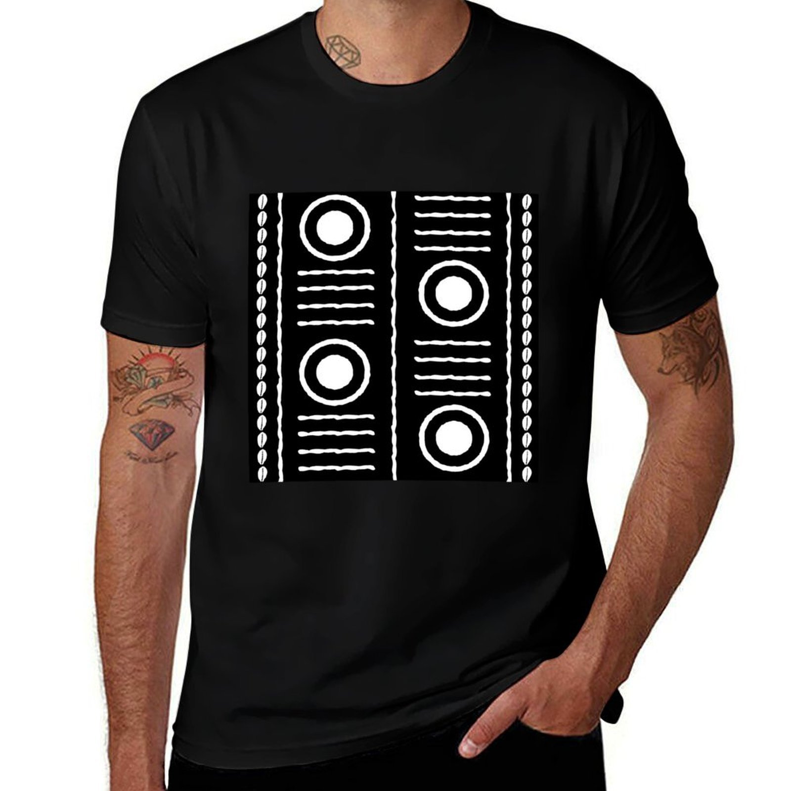 Mudcloth Print Top - Geleneksel Afrika Çamur Bezi Desenli Tişört,
